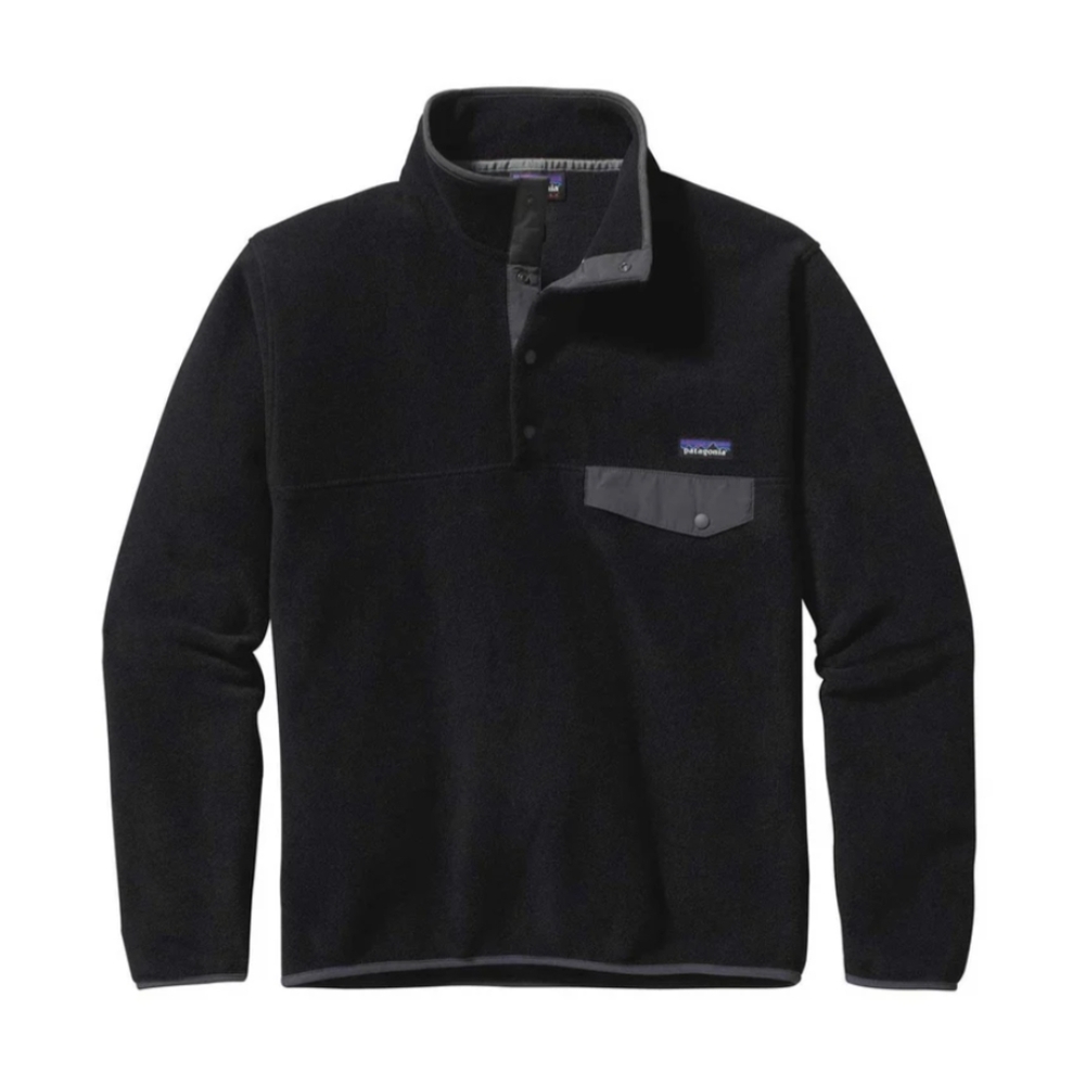 Patagonia LightWeight Synchilla Snap T Fleece Pullover Black With Forge Grey XS